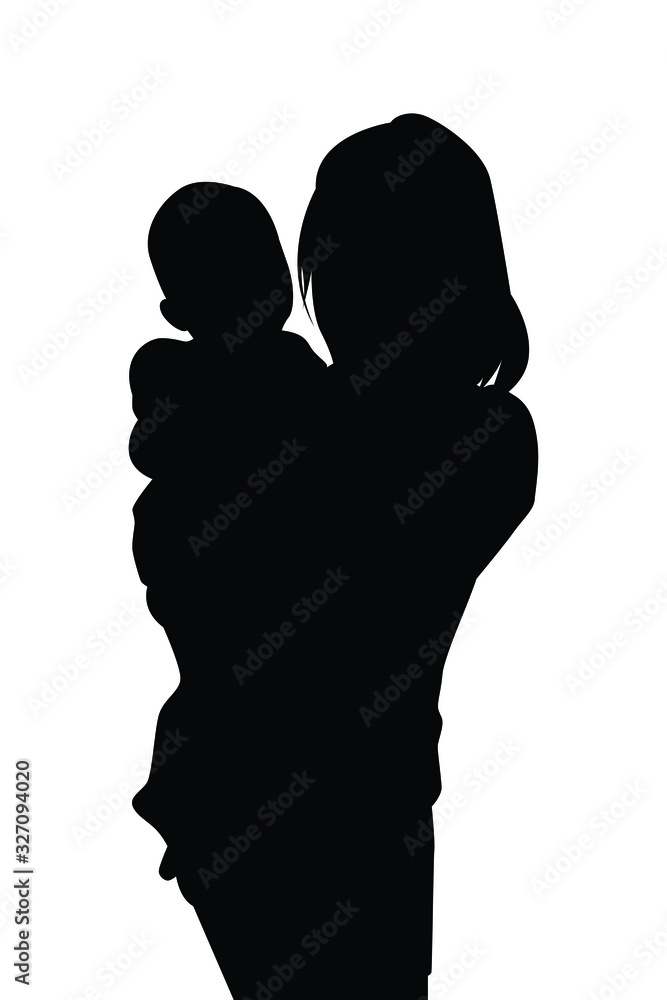 Woman and baby silhouette vector