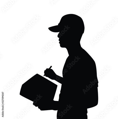 Delivery man silhouette vector 