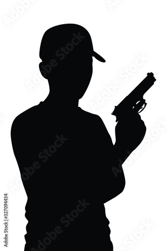 Man with gun silhouette vector