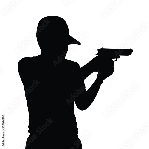 Man with gun silhouette vector