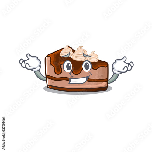 cute Grinning chocolate cheesecake mascot cartoon style