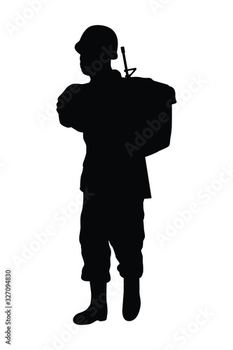 Soldier silhouette vector, Parachuting airborn