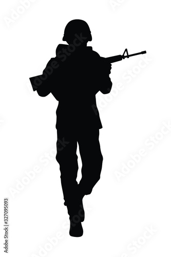 Soldier silhouette vector, Parachuting airborn