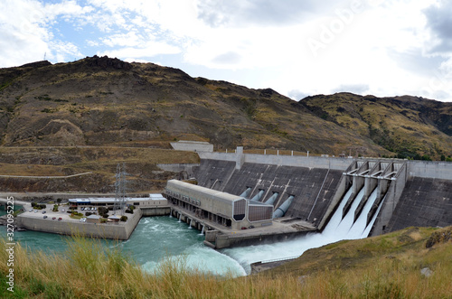 Hyrdoelectric dam, power station nearby Clyde, New Zealand