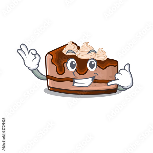 Call me funny chocolate cheesecake cartoon character concept