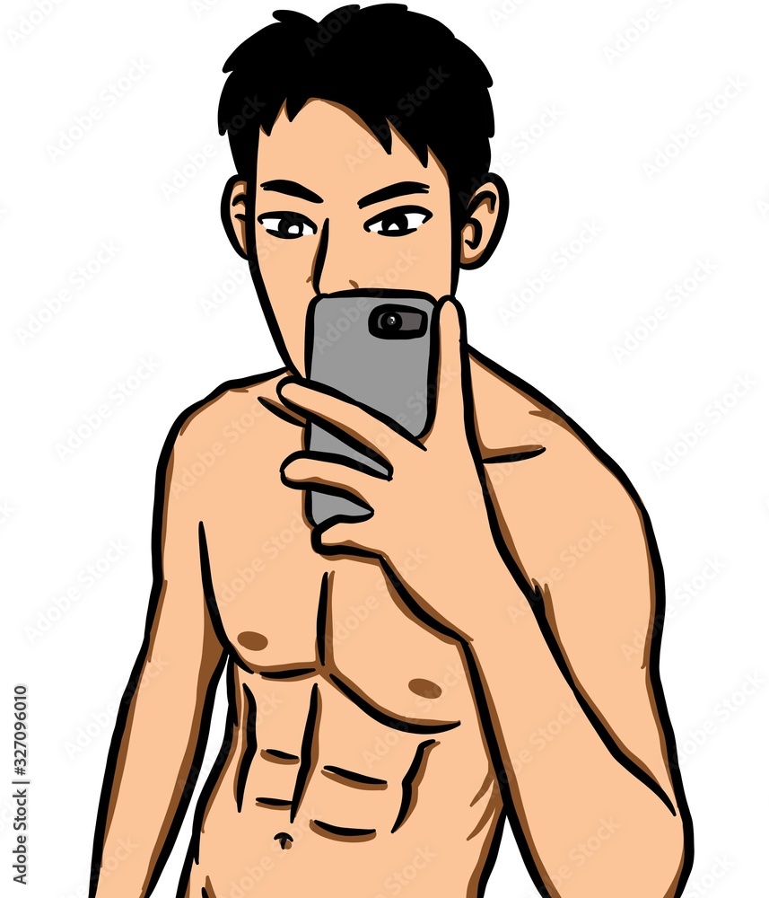 Fototapeta premium cartoon sexy man on white background