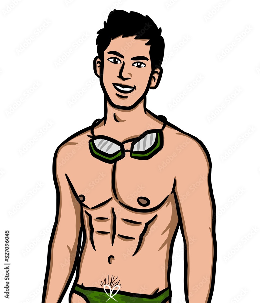 Fototapeta premium cartoon sexy man on white background