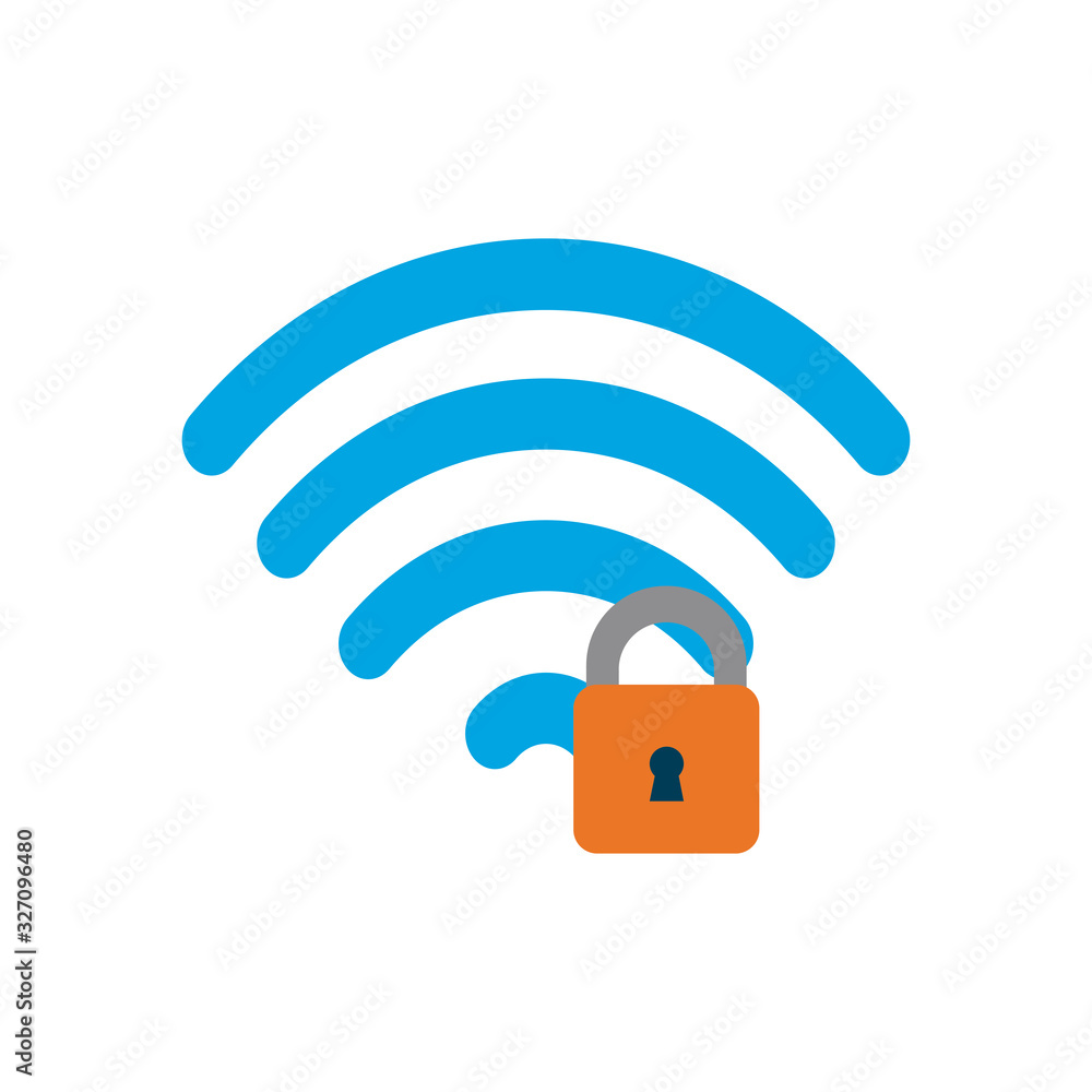 Isolated wifi and padlock flat style icon vector design Isolated wifi and padlock flat style icon vector design