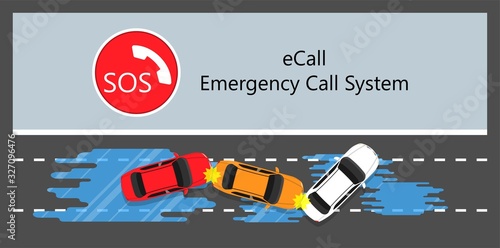 E Call eCall emergency call car crash drive  radio navigation global automated location data rural M2M PSAP save lives position reduce center response radar fatality ADAS V2X photo