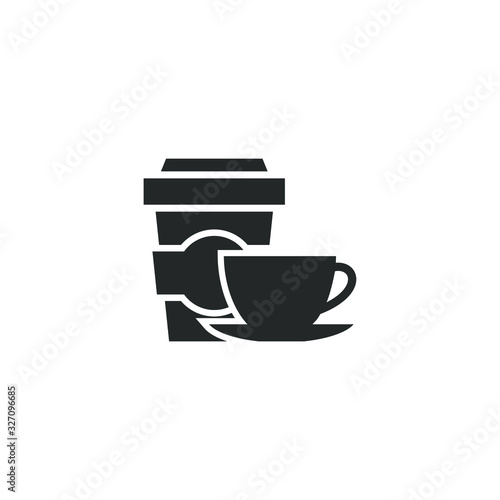 coffee cup and glass icon template color editable. coffee cup symbol vector sign isolated on white background illustration for graphic and web design.
