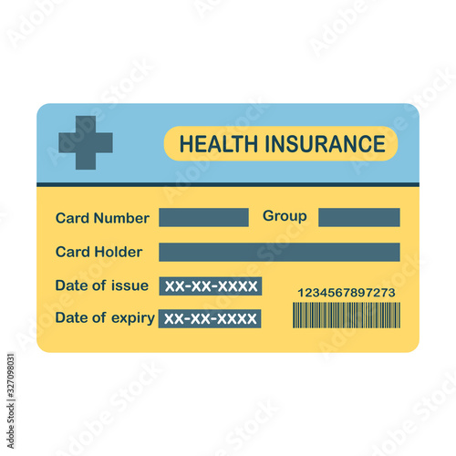 Medical insurance card concept vector illustration on white background. Health insurance card in flat design.
