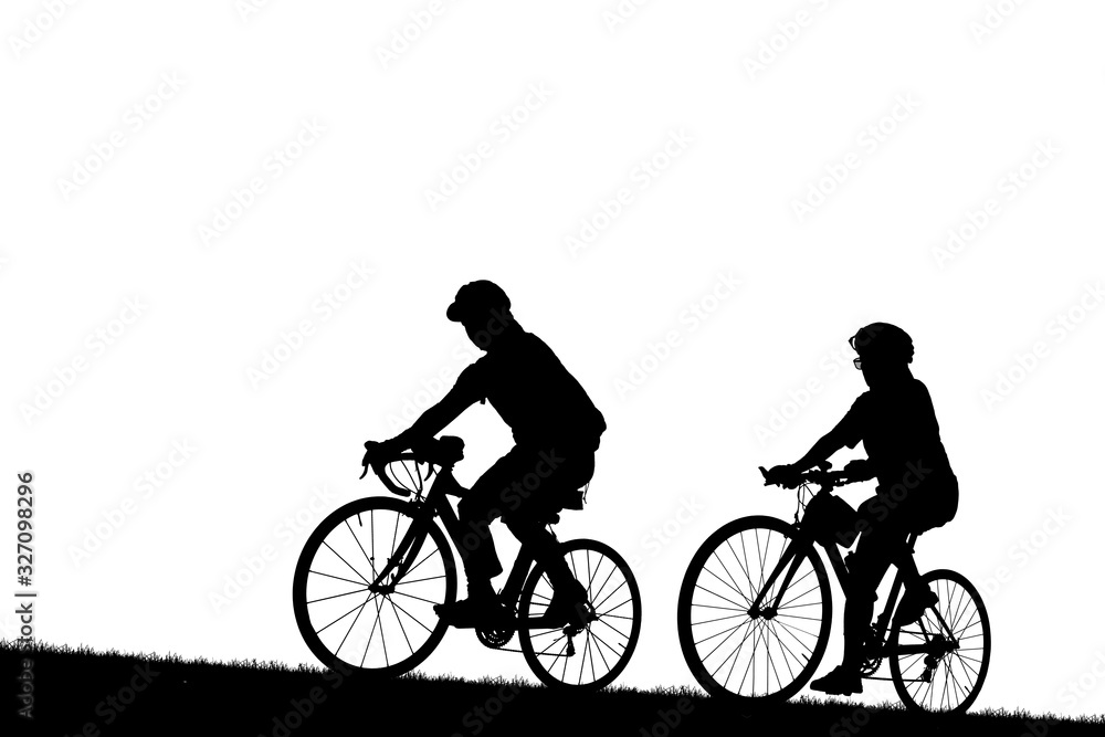 Obraz premium Cycling Silhouette on white background