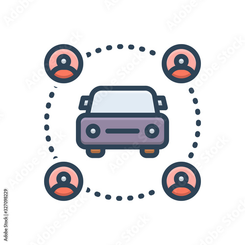 Color illustration icon for carsharing  ride  