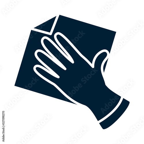 glove with rag silhouette style icon vector design