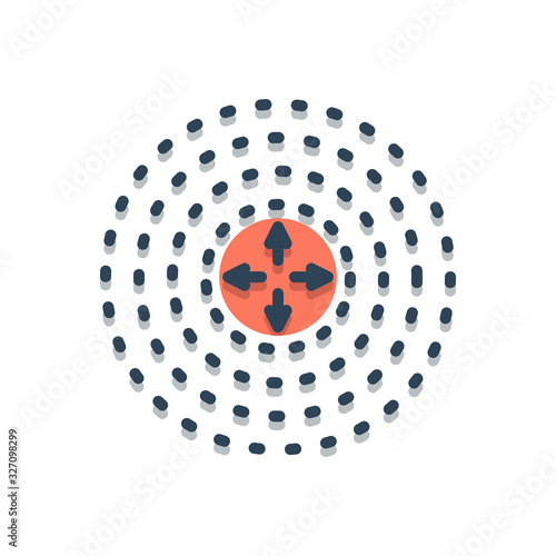 Color illustration icon for diffusion spreading 