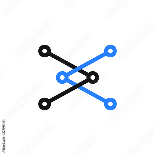 Abstract technology vector logo, black and blue