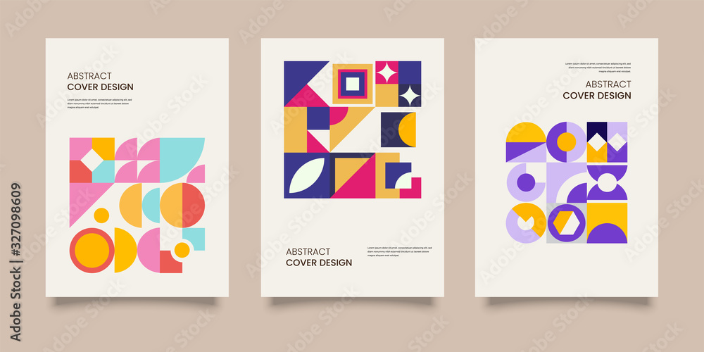 Retro Colorful Abstract Cover Template Design Set Vintage	