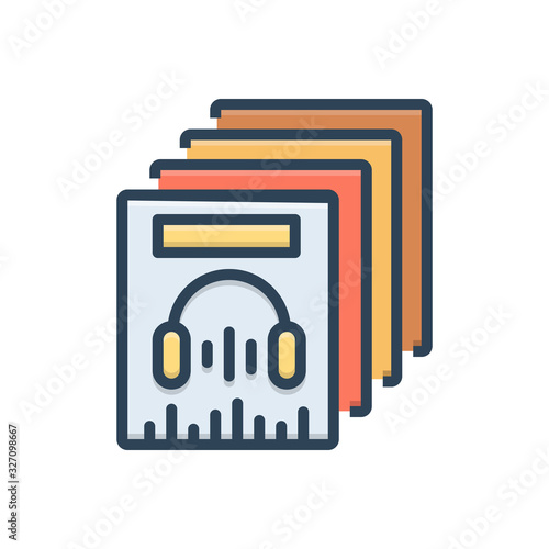 Color illustration icon for music collection 