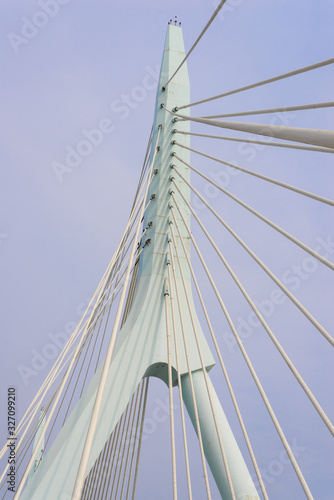 suspention bridge with blue sky