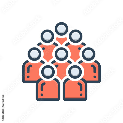 Color illustration icon for multitude crowd 