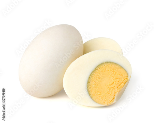 Boiled eggs isolated on the white background.