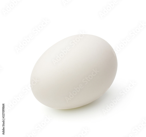 Single white egg isolated on white background. 