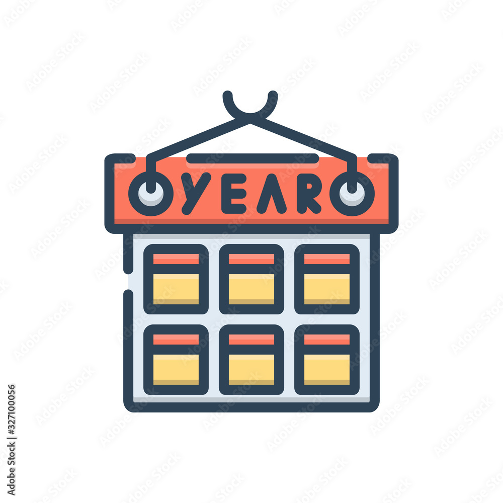 Color illustration icon for year month 