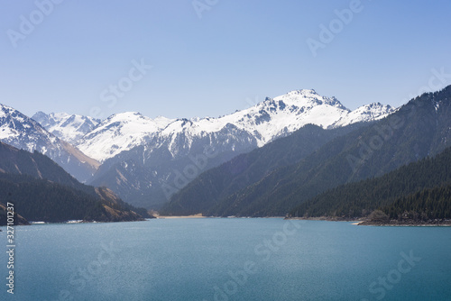 mountain Tianshan and lake Tianchi at xinjiang china