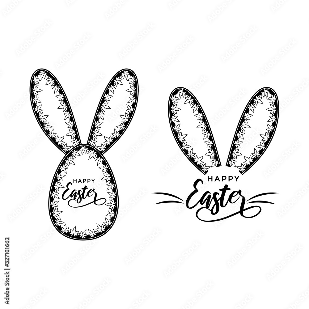 Fototapeta premium Bunny ears with marijuana leaves vector illustration