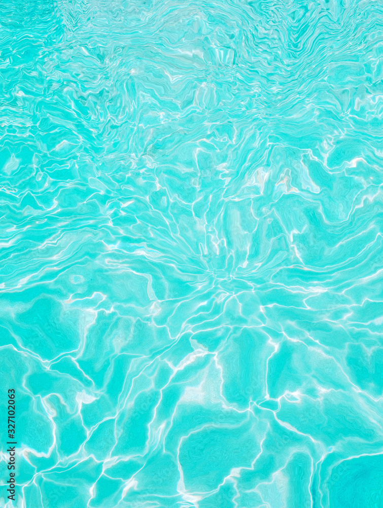 Shiny turquoise colored illustrated water surface background.