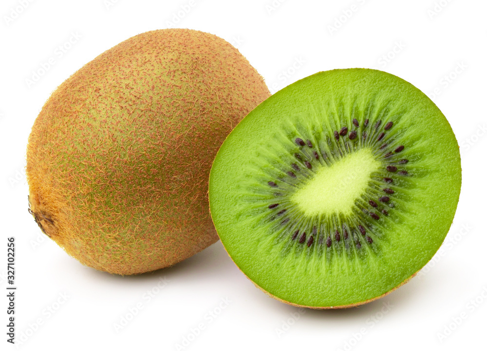 Kiwi and half kiwifruit isolated on white background. Kiwi and half kiwifruit isolated on white background.