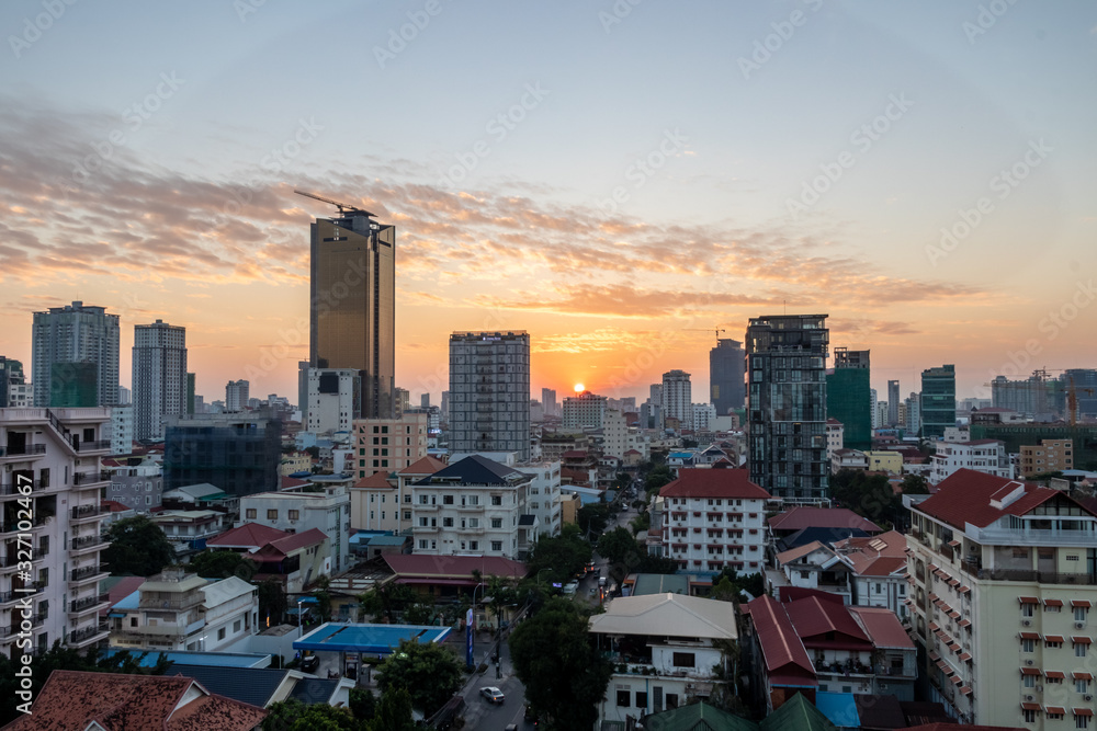 Sunset in the capital of Cambodia, Phnom Penh