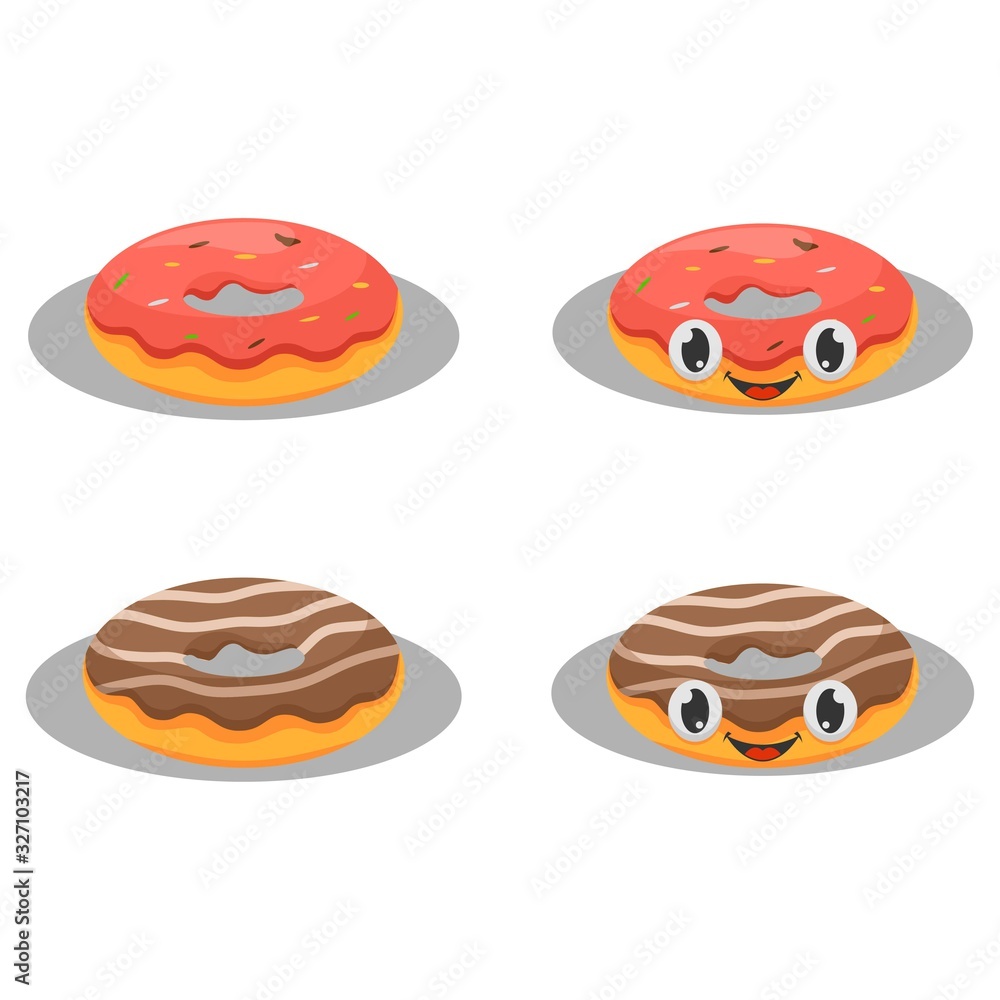 delicious donuts cartoon vector design