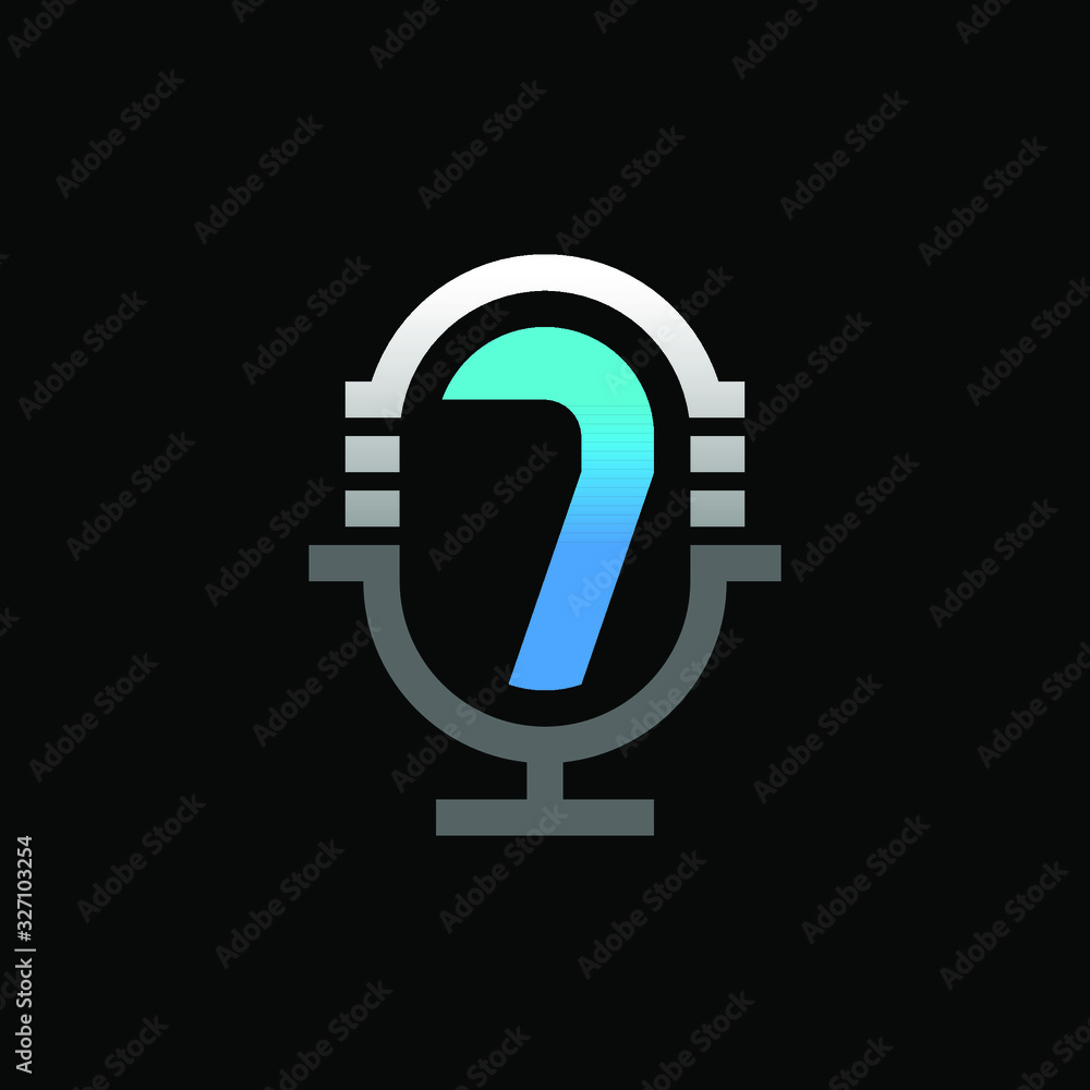 Initial Number 7 with Podcast Logo Design Initial Number 7 with Podcast Logo Design