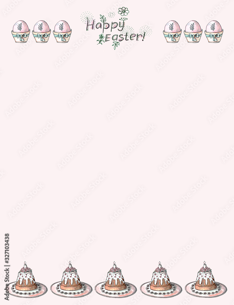 Design of the page on the theme of Easter. Painted eggs and the inscription Design of the page on the theme of Easter. Painted eggs and the inscription