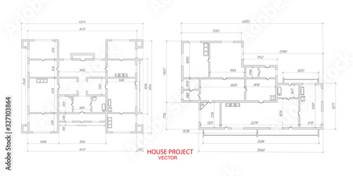Architectural plan,technical project .House plan project .Engineering design .Industrial construction of houses .Vector , illustration. 