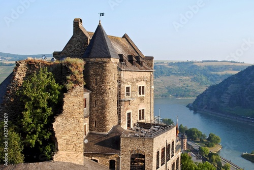 The Schönburg (Auf Schoenburg) is a castle above the medieval town of Oberwesel in the UNESCO World Heritage site of the Upper Middle Rhine Valley, Rhineland-Palatinate, Germany. It is a castle hotel. photo