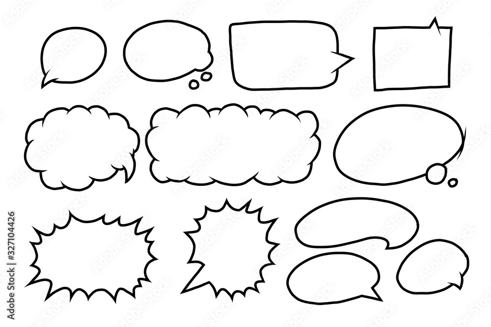 Blank dialog balloon for speech or conversation. comic style hand drawn vector. empty Bubble illustration for text and message. Blank dialog balloon for speech or conversation. comic style hand drawn vector. empty Bubble illustration for text and message.
