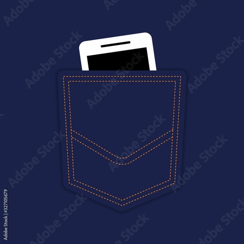 Jeans with cell phone pocket. Vector illustration