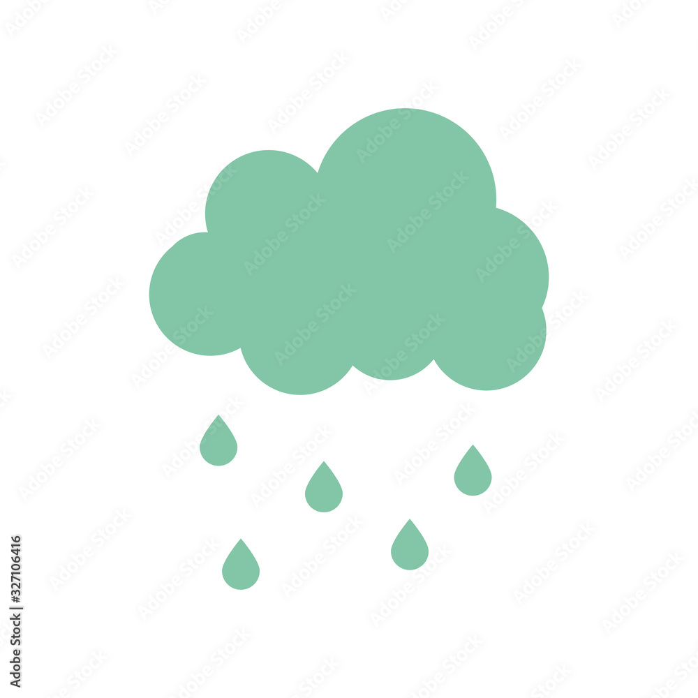 Isolated cloud with rain flat style icon vector design Isolated cloud with rain flat style icon vector design