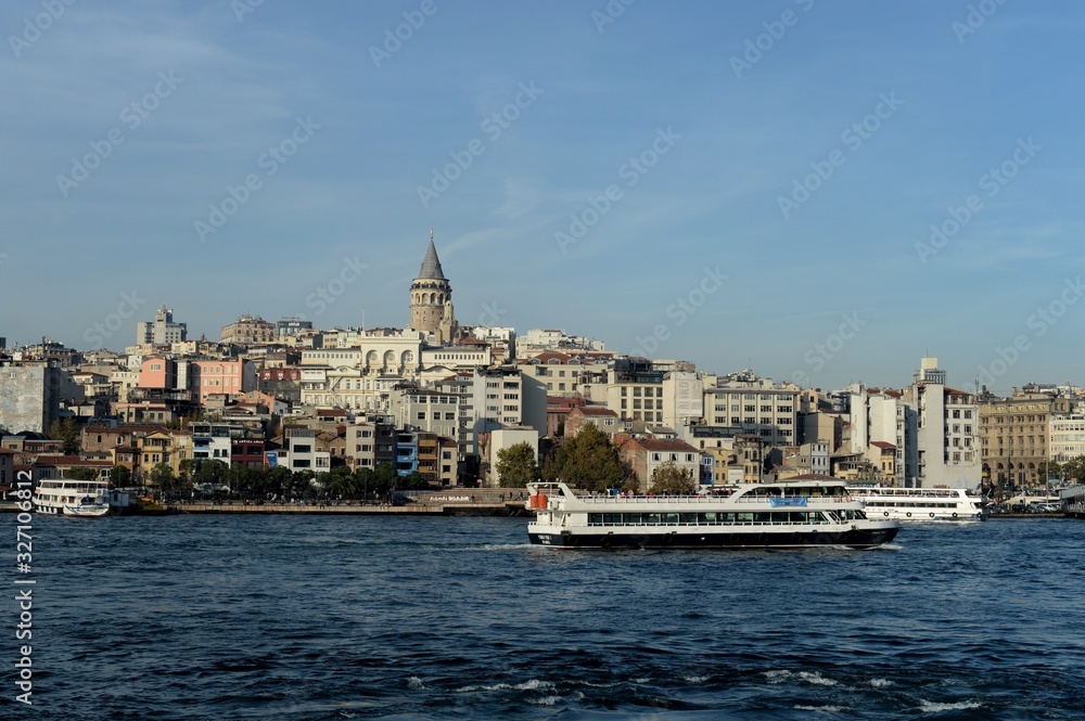 View of the Golden Horn and Galata Tower in Istanbul