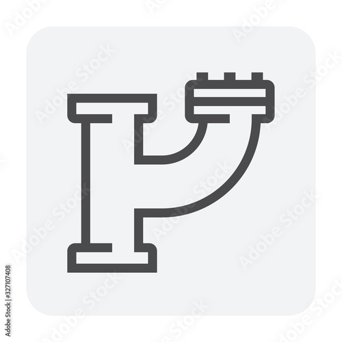 Pipe icon and flange fitting for pipeline connection with valve and other pipe. For transportation liquid or gas i.e.crude  oil  natural gas  sewage  wastewater. Also for plumbing and irrigation.