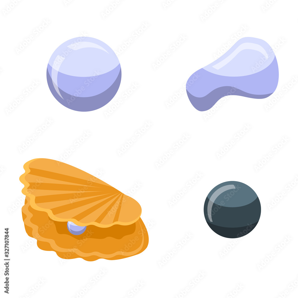 Pearls icons set. Isometric set of pearls vector icons for web design isolated on white background Pearls icons set. Isometric set of pearls vector icons for web design isolated on white background
