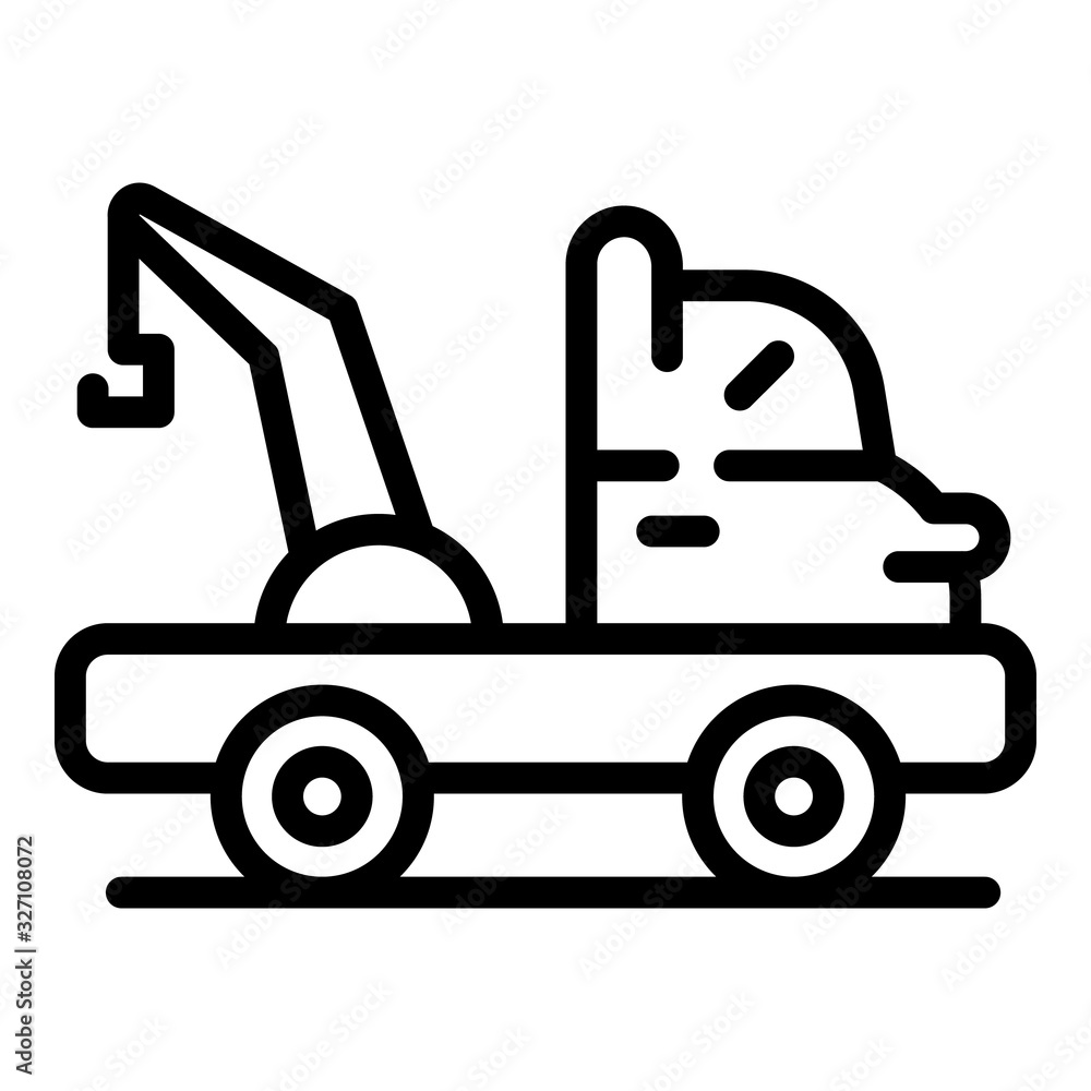 Tow truck help icon. Outline tow truck help vector icon for web design isolated on white background