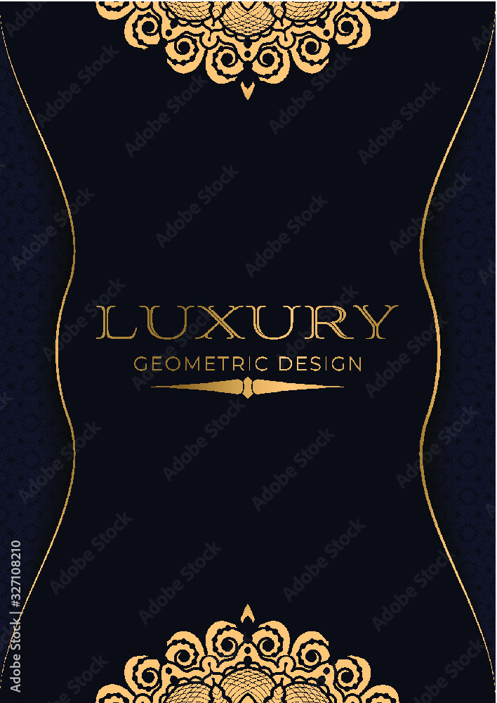 Fototapeta Luxury mandala invitaion card with golden arabesque pattern