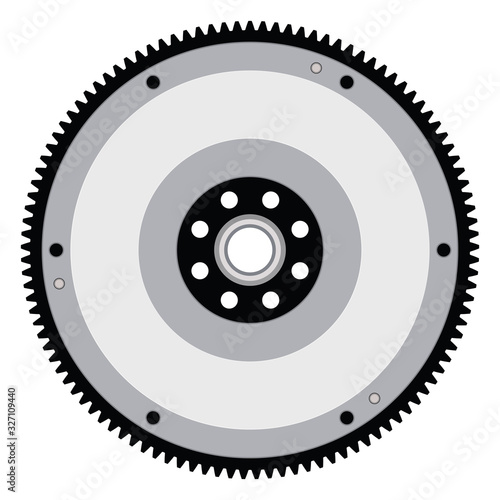 Car flywheel. Transmission parts. Vector illustration