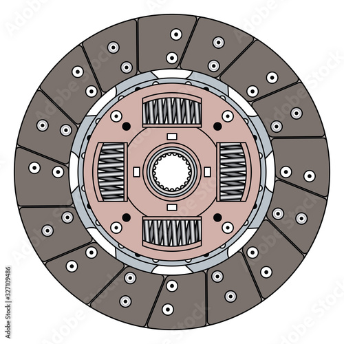 Clutch disc. Car parts. Vector icon isolated on white background