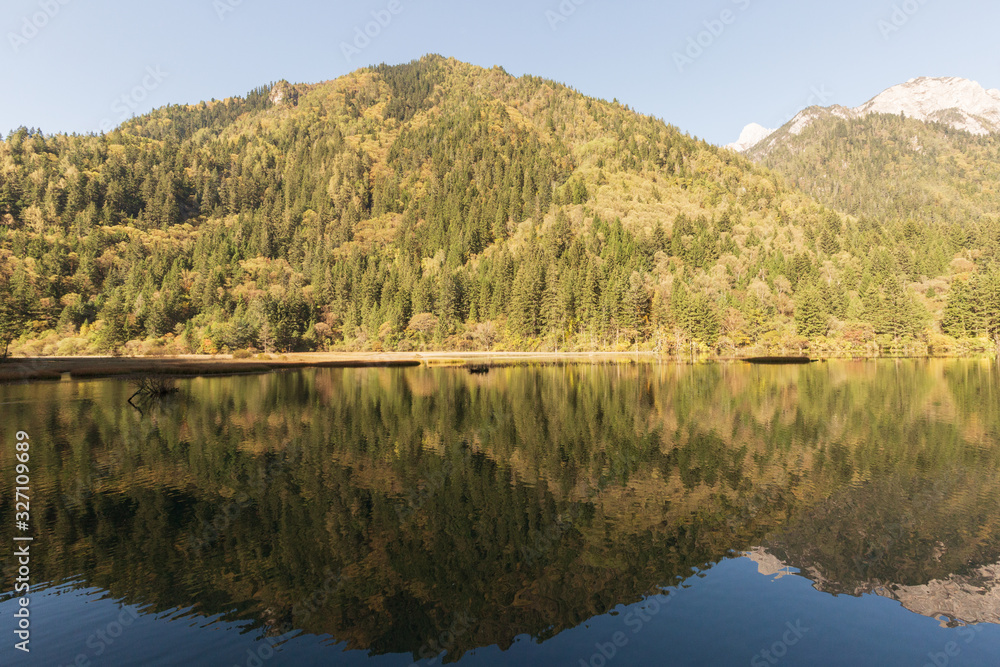 Travel in China. Early morning at jiuzhaigou scenic spot, sichuan province, China. Travel in China. Early morning at jiuzhaigou scenic spot, sichuan province, China.