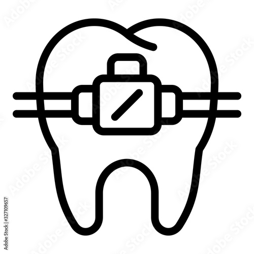 Tooth bracket icon. Outline tooth bracket vector icon for web design isolated on white background