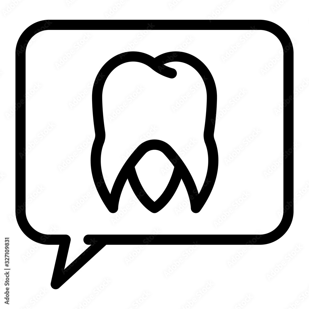 Tooth in the chat cloud icon. Outline tooth in the chat cloud vector icon for web design isolated on white background Tooth in the chat cloud icon. Outline tooth in the chat cloud vector icon for web design isolated on white background